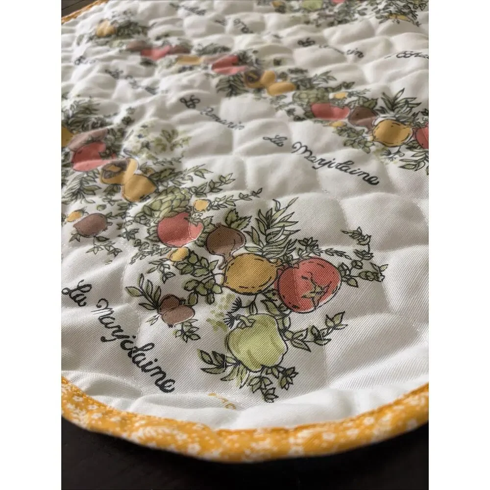 Vintage Spice of Life Quilted Kitchen Apron French Herb Fruit Cottagecore 1970’s